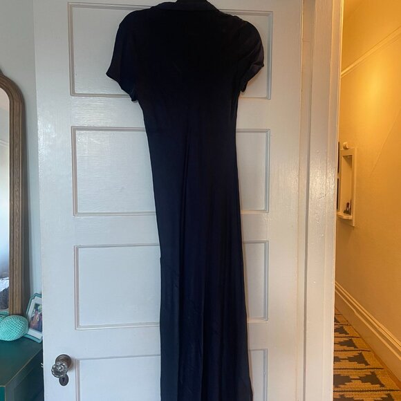 J. Crew Short-sleeve maxi slip dress in luster crepe, Size 8, Navy - Picture 6 of 8